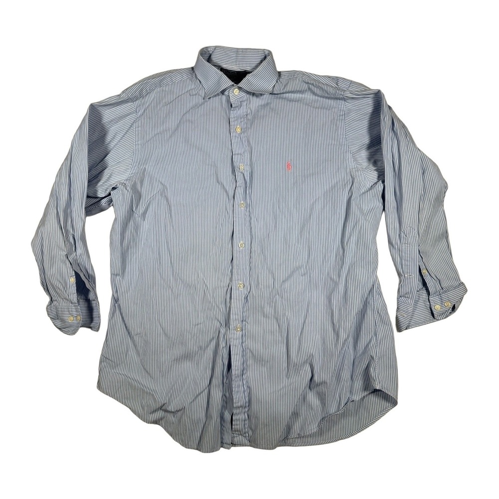 Polo Ralph Lauren Regent Classic Fit Blue White Stripe Button Down Shirt Men XL